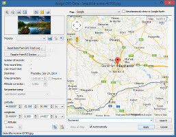 Showing the GPS data options in Zoner Photo Studio